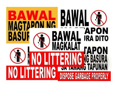 bawal magkalat signage|NO LITTERING BAWAL MAGTAPON (LAMINATED/PVC) .
